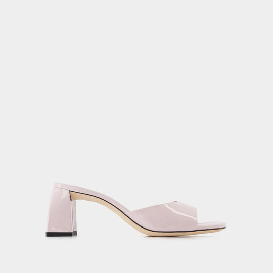 Mules Romy - By Far - Cuir Verni - Rose Pâle