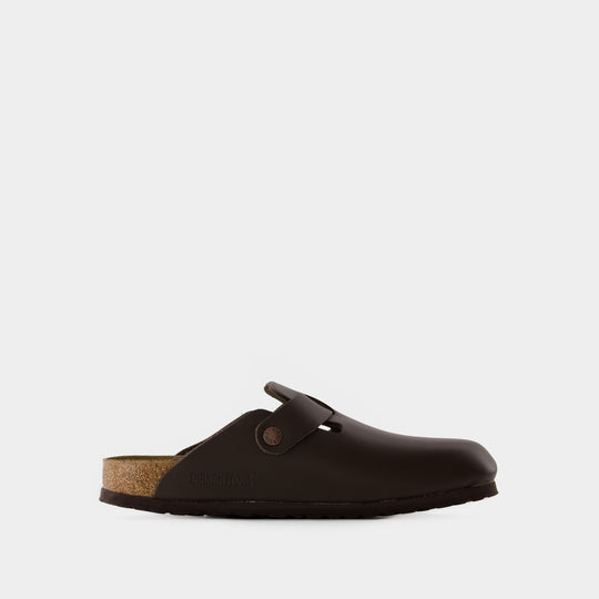 Mules Boston - Birkenstock - Cuir - Marron Foncé
