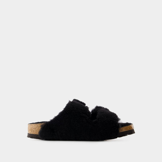 Sandales Arizona BB Shearling Teddy - Birkenstock - Laine - Noir