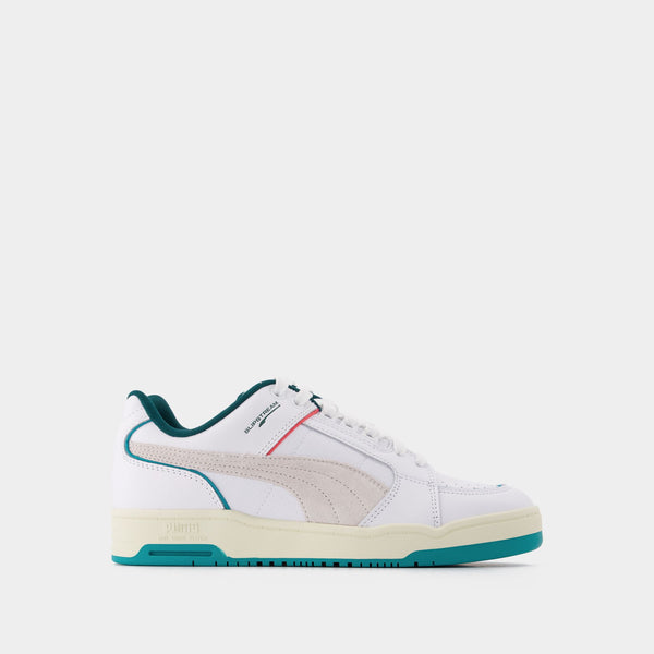 Baskets Slipstream Retro Sum en Cuir Blanc et Bleu