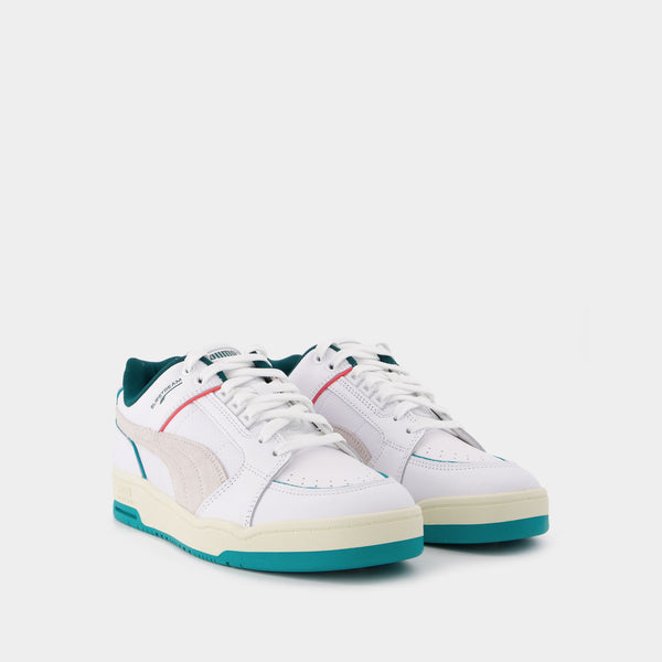 Baskets Slipstream Retro Sum en Cuir Blanc et Bleu