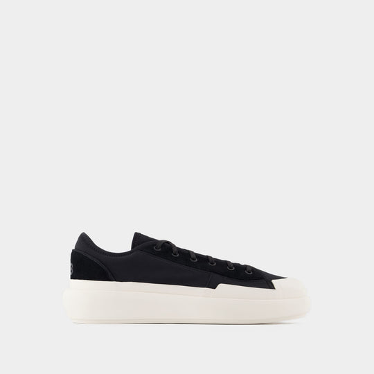 Sneakers Y-3 Ajatu Court Low - Y-3 - Cuir - Noir/Blanc Cassé