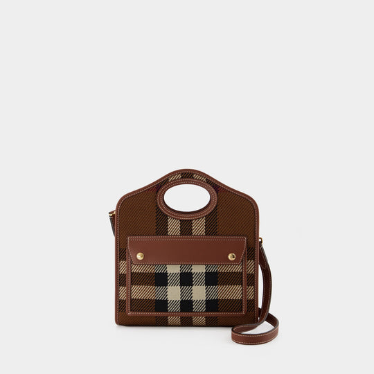 Sac Mini Pocket Bag en Toile Marron - Motif check