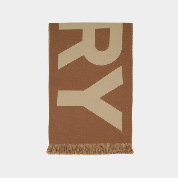 Echarpe Half Mega Check en Laine Beige