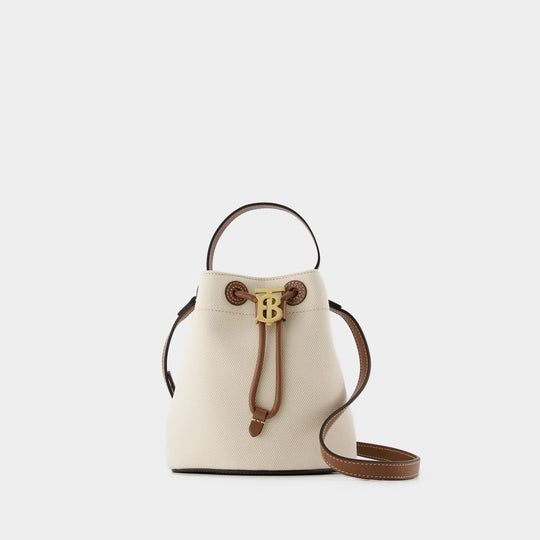Sac Hobo Drawstring Bucket - Burberry - Coton - White