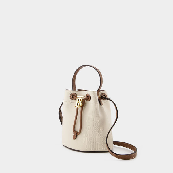 Sac Hobo Drawstring Bucket - Burberry - Coton - White