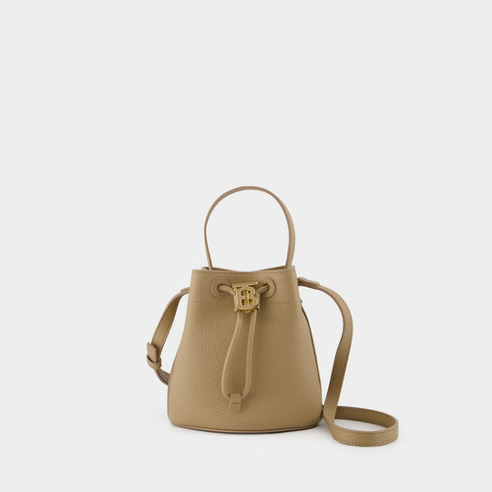 Sac Hobo Drawstring Bucket - Burberry - Coton - Beige