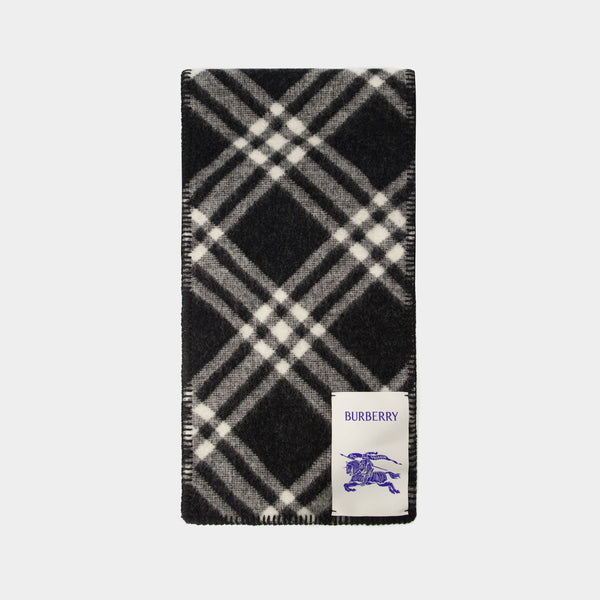 Écharpe Check - Burberry - Laine - Noir