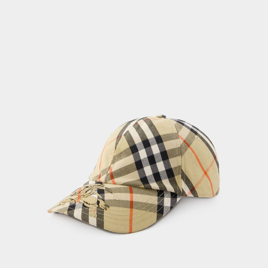 Casquette Bias Check - Burberry - Synthétique - Beige