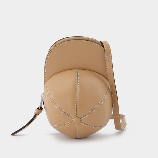Sac Midi Cap en Cuir Beige