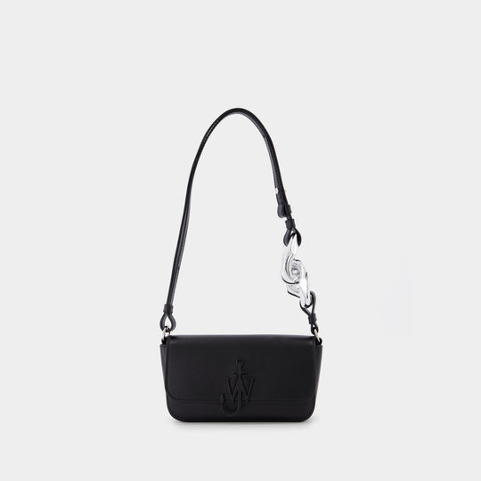 Sac Anchor Chain Baguette en Cuir Noir