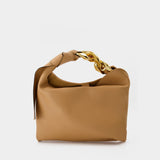 Sac Chain Hobo Petit en Cuir Beige