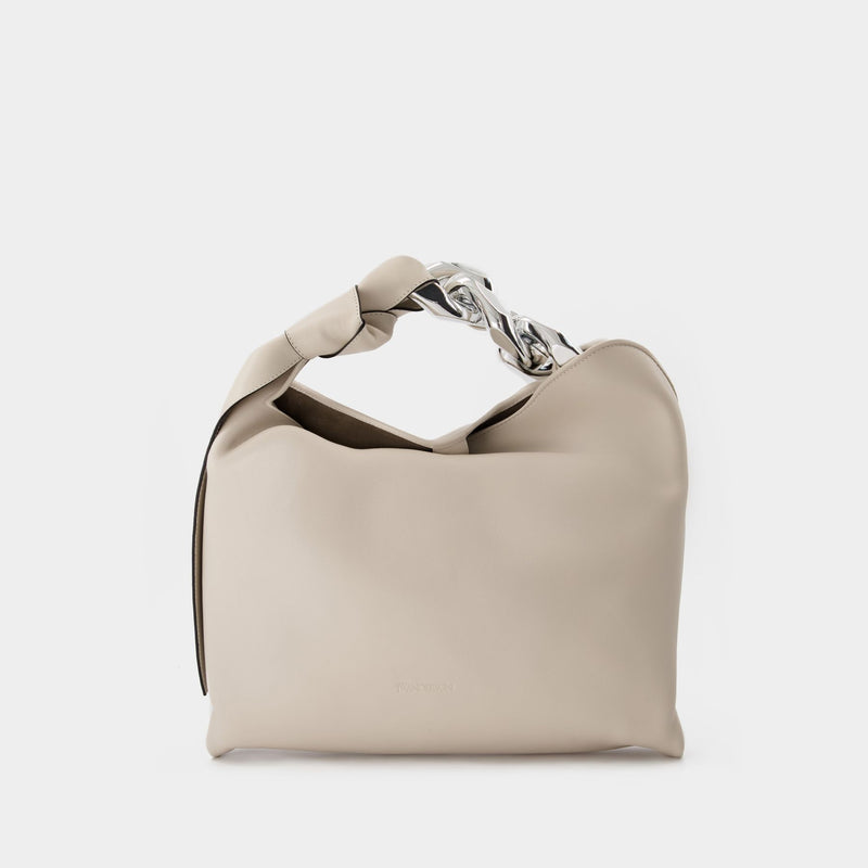 Sac Chain Hobo Petit en Cuir Blanc