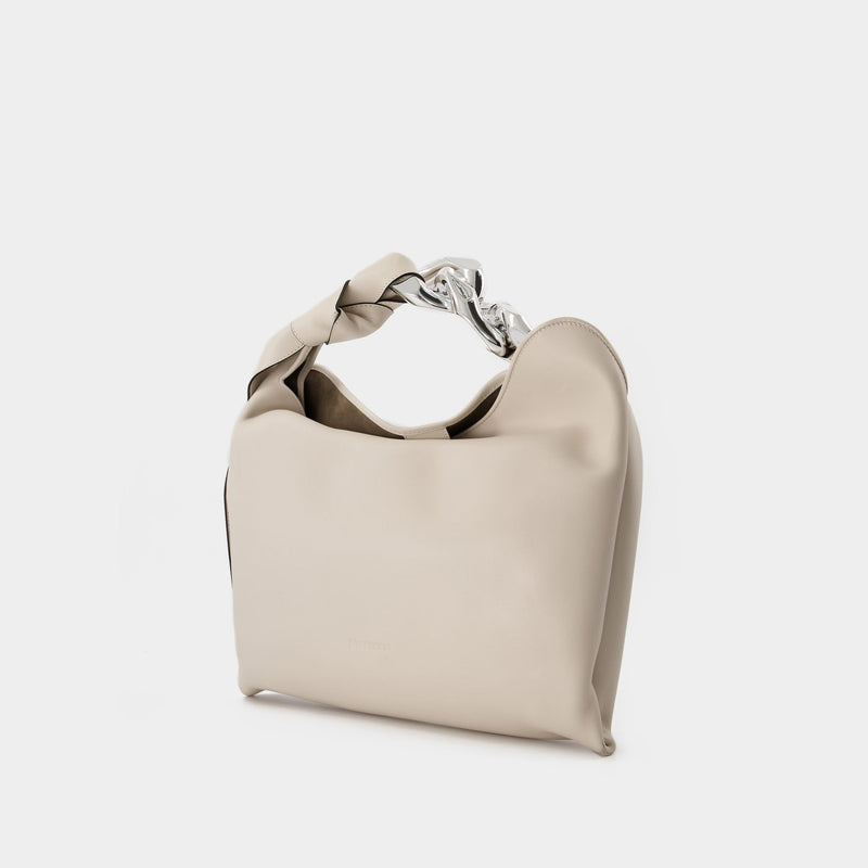 Sac Chain Hobo Petit en Cuir Blanc