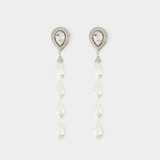 Boucles D'Oreille Pearl Cascade - Alessandra Rich - Laiton - Argenté