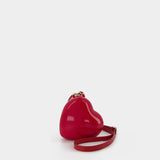 Sac Micro Heart en Cuir/Perlé Rouge