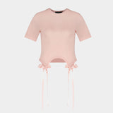T-Shirt Avec Noeud - Simone Rocha - Coton - Rose Pâle