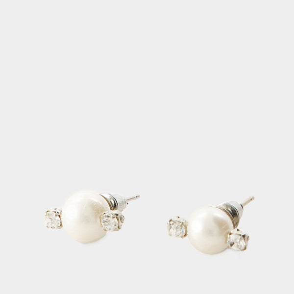 Boucles D'oreilles Mini Perle & Double Crystal - Simone Rocha - Blanc