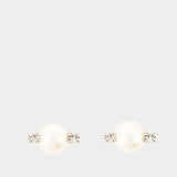 Boucles D'oreilles Mini Perle & Double Crystal - Simone Rocha - Blanc