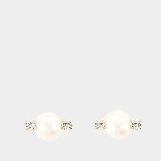 Boucles D'oreilles Mini Perle & Double Crystal - Simone Rocha - Blanc