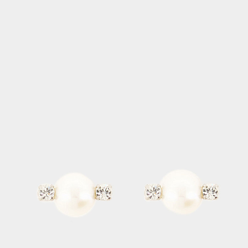 Boucles D'oreilles Mini Perle & Double Crystal - Simone Rocha - Blanc