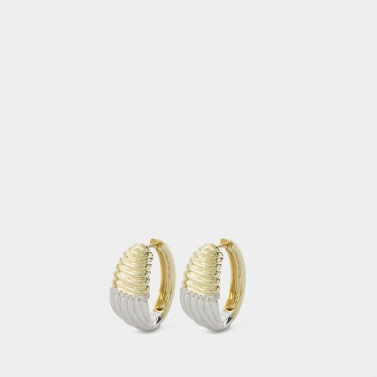 Boucles D'Oreille Cœur Berlingot Vague - Yvonne Leon - 9K - Or/Or Blanc