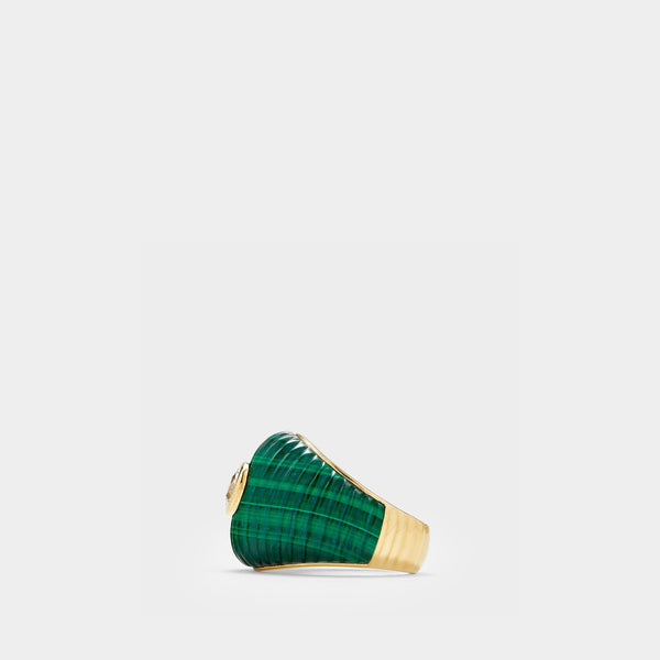 Bague Maxi Berlingot Malachite en Or Jaune