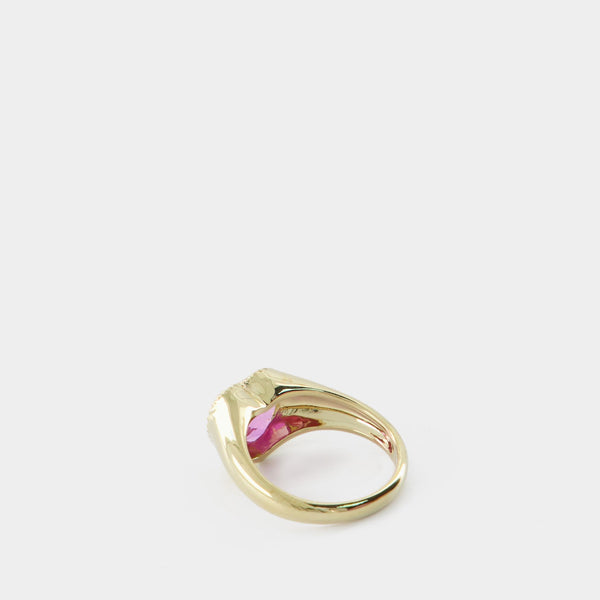 Bague Cœur Pierre Rose - Yvonne Leon - 9K - Or