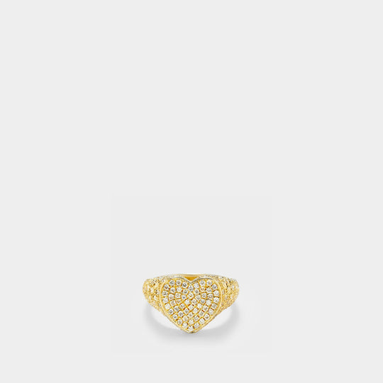 Mini Chevalière Cœur en or 9 ct et diamants