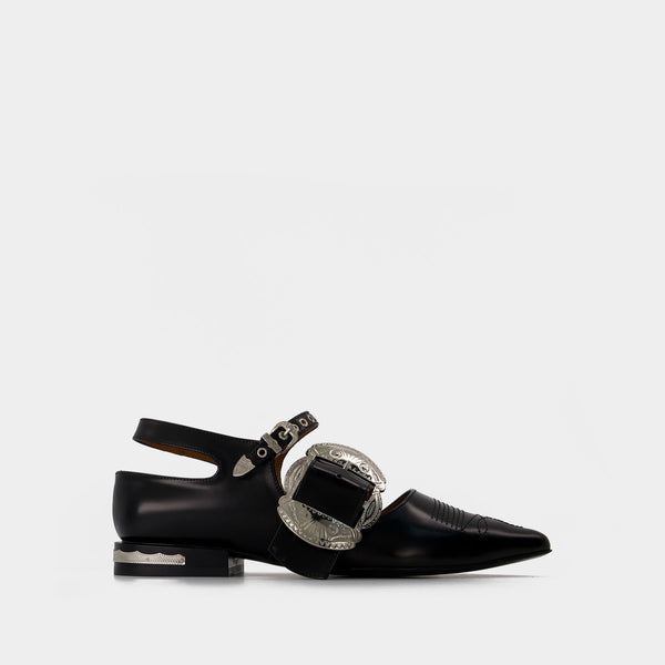 Chaussures Plates en Cuir Noir