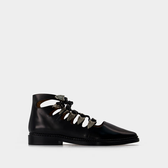 Chaussures Plates en Cuir Noir