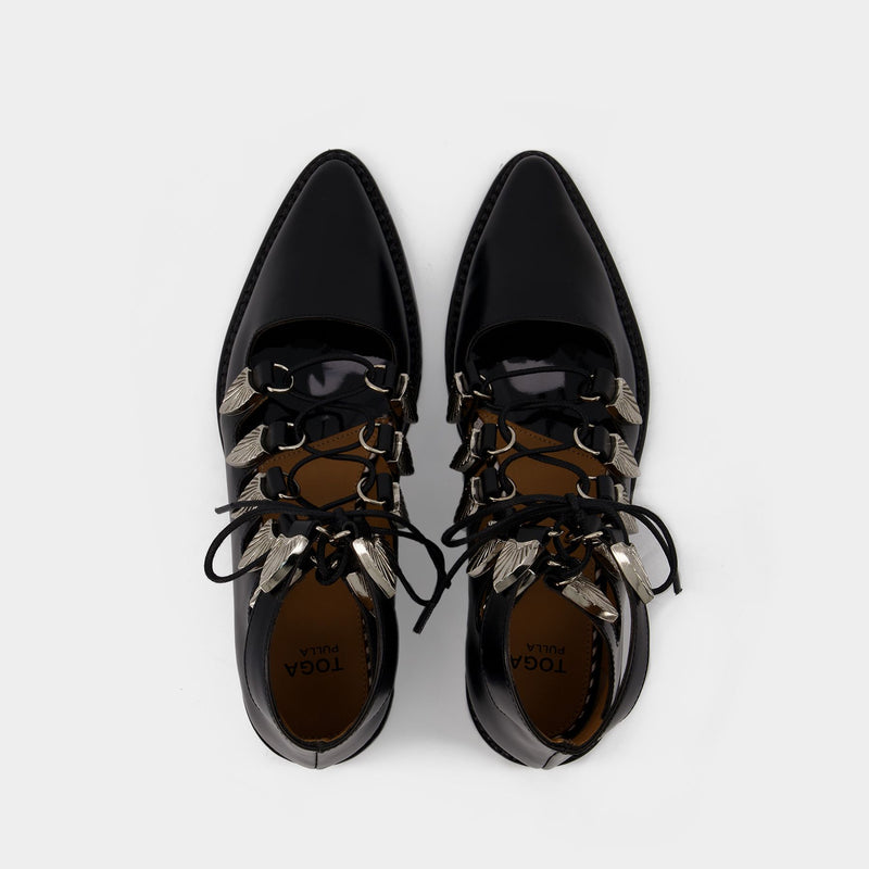 Chaussures Plates en Cuir Noir
