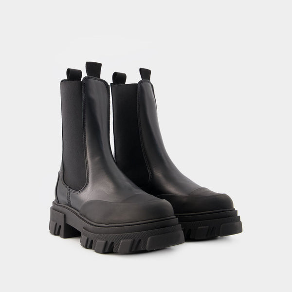 Bottines Mid Chelsea - Ganni - Cuir - Noir