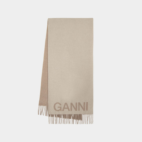 Écharpe à Fringés en Laine Recyclée Beige