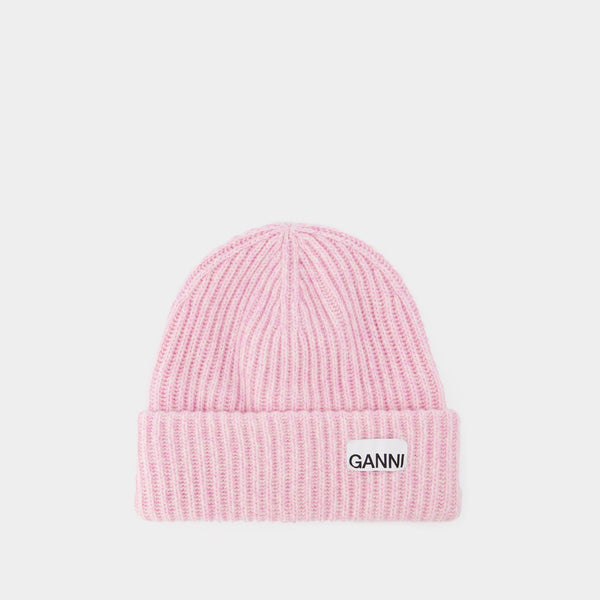 Bonnet Côtelé en Laine/Poly Recyclée Rose