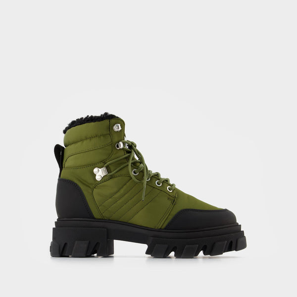Bottines Cleated Hiking à Lacets en Cuir Kaki