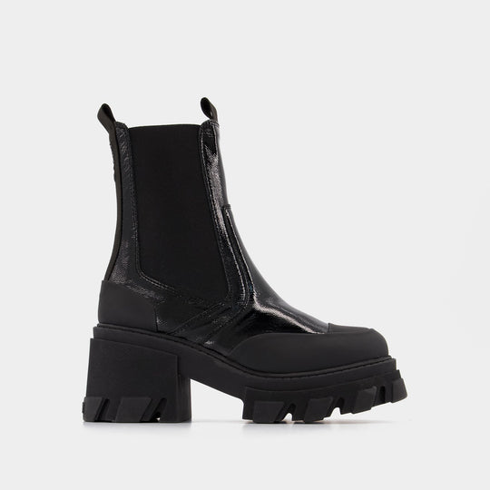 Bottines Cleated Mid Chelsea - Ganni - Cuir - Noir