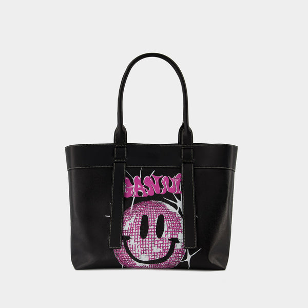 Tote Bag Canvas Medium - Ganni - Cuir - Phantom