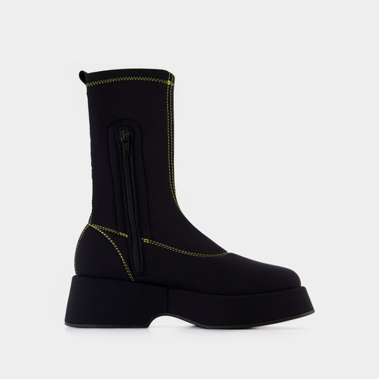 Bottines Rétro Flatform - Ganni - Synthétique - Noir