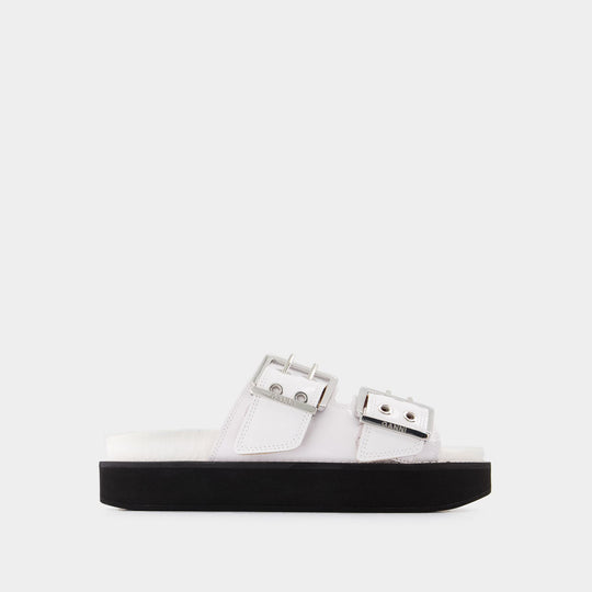 Sandales Wide Welt Chunky - Ganni - Cuir - Egret