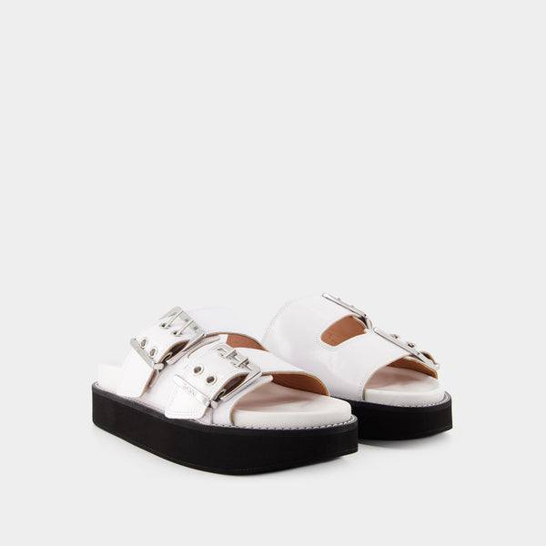 Sandales Wide Welt Chunky - Ganni - Cuir - Egret