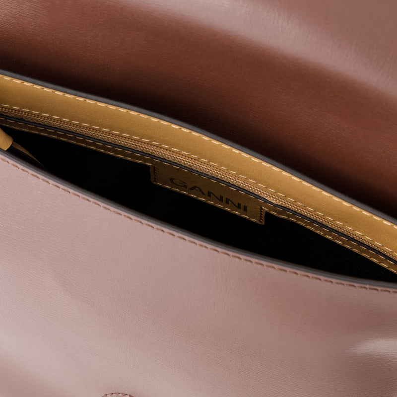 Sac à bandoulière Banner Saddle - Ganni - Cuir - Chocolat