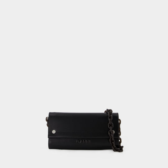 Wallet on chaine Banner Envelope - Ganni - Cuir - Noir
