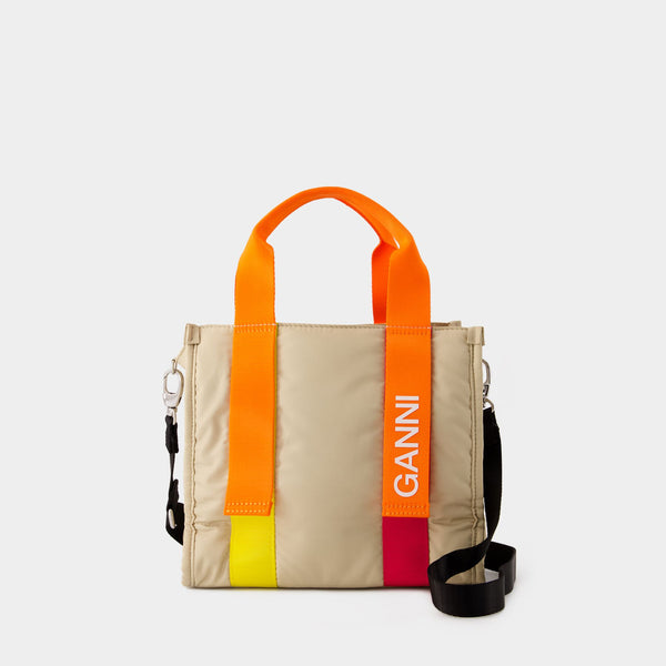 Tote bag Recycled tech Small - Ganni - Synthétique - Kaki