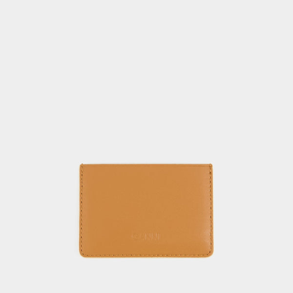 Porte Carte Ganni Bou - Ganni - Cuir - Marron