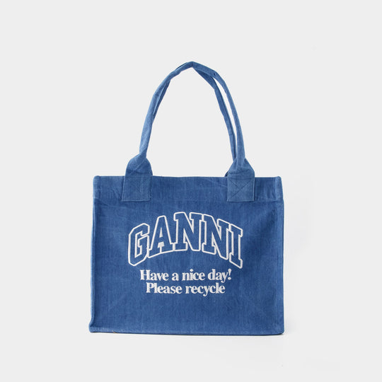 Tote Bag Easy Large - Ganni - Coton - Denim