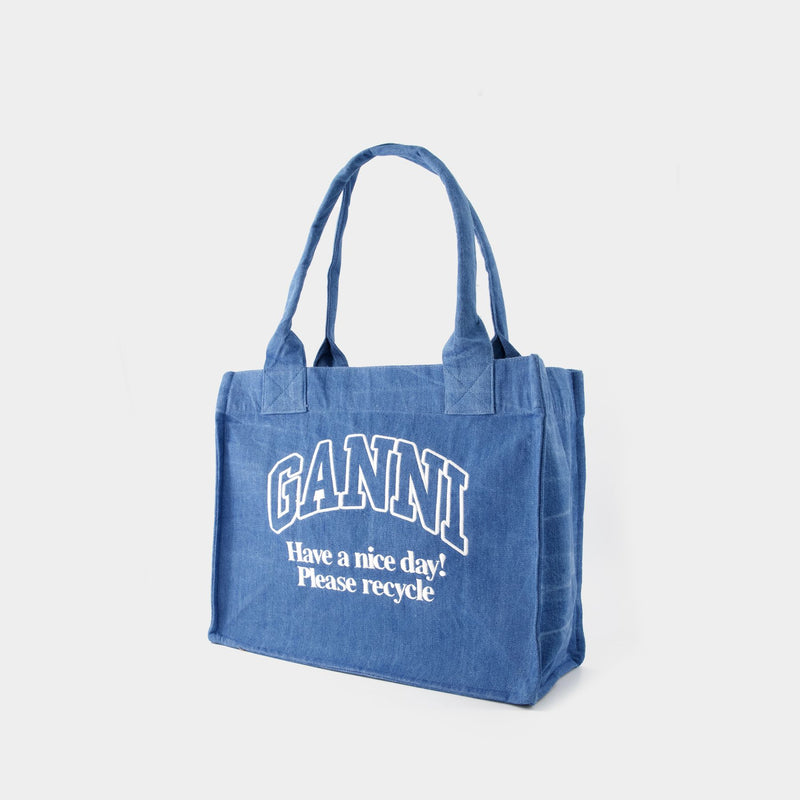 Tote Bag Easy Large - Ganni - Coton - Denim