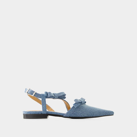 Ballerines Multi Bow - Ganni - Coton - Bleu Denim
