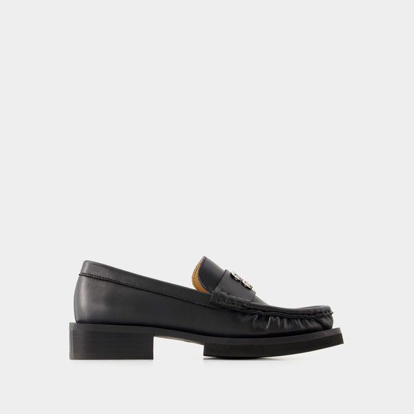 Mocassins Butterfly Logo - Ganni - Cuir - Noir