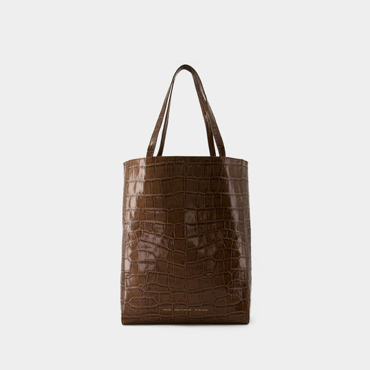 Sac Shopper - Chylak - Cuir - Marron Brillant Croco
